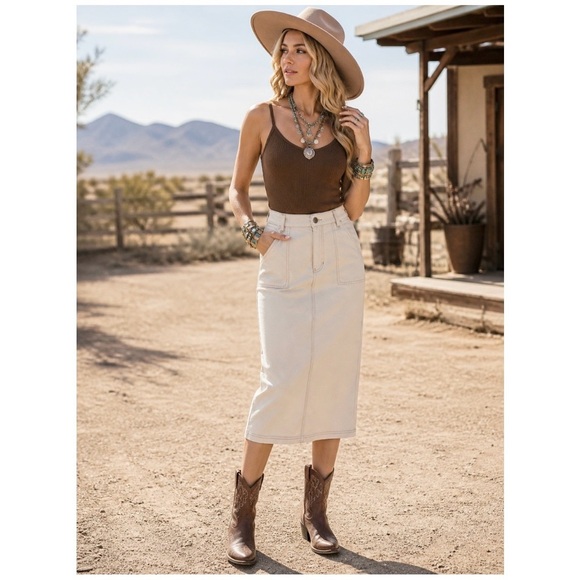 Talbots Dresses & Skirts - Talbots Cream High-Rise Denim Skirt